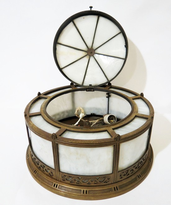 A Pair Of Classic American Art Deco Bronze Ceiling Lights